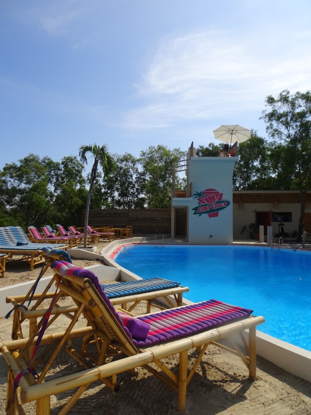 Jump Shack pool with sunbeds and the iconic diving tower, Koh Samui